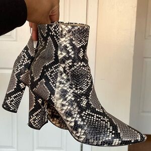 Snakeskin Ankle Boots - Black and White
